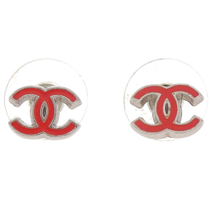 Chanel CC Pierced Earrings Silver Pink 04P