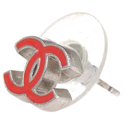 Chanel CC Pierced Earrings Silver Pink 04P