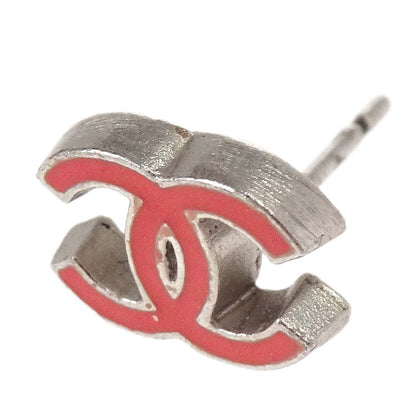 Chanel CC Pierced Earrings Silver Pink 04P