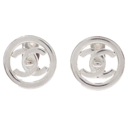 Chanel Turnlock Button Clip-On Earrings Silver 97P