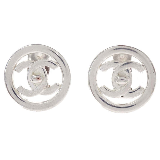 Chanel Turnlock Button Clip-On Earrings Silver 97P