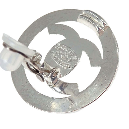 Chanel Turnlock Button Clip-On Earrings Silver 97P