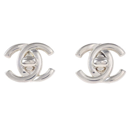 Chanel CC Turnlock Clip-On Earrings Silver Large 96P