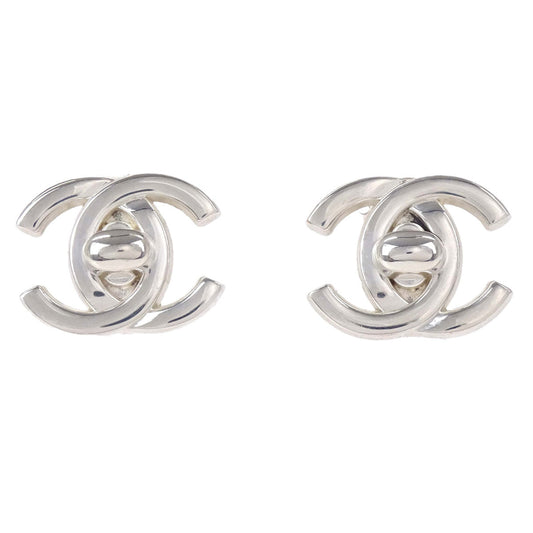 Chanel CC Turnlock Clip-On Earrings Silver Large 96P
