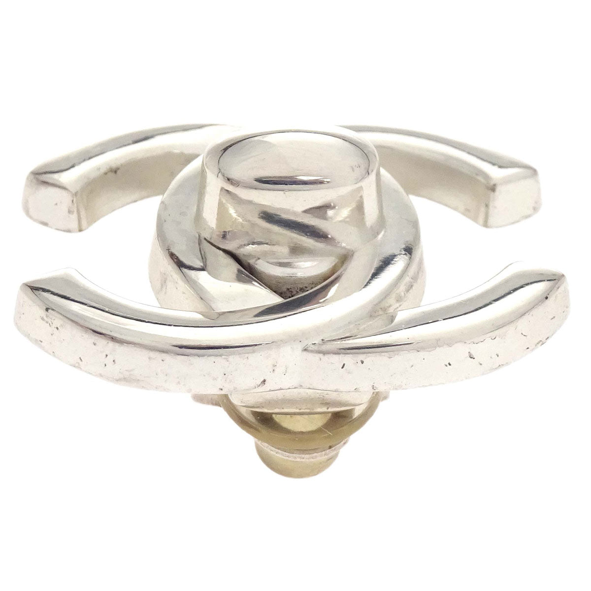 Chanel CC Turnlock Clip-On Earrings Silver Large 96P
