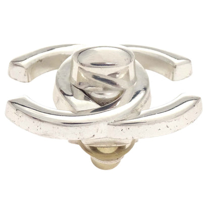 Chanel CC Turnlock Clip-On Earrings Silver Large 96P