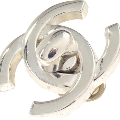 Chanel CC Turnlock Clip-On Earrings Silver Large 96P