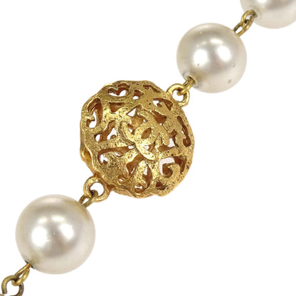 Chanel Chain Necklace Gold Costume Pearl 25