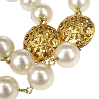 Chanel Chain Necklace Gold Costume Pearl 25