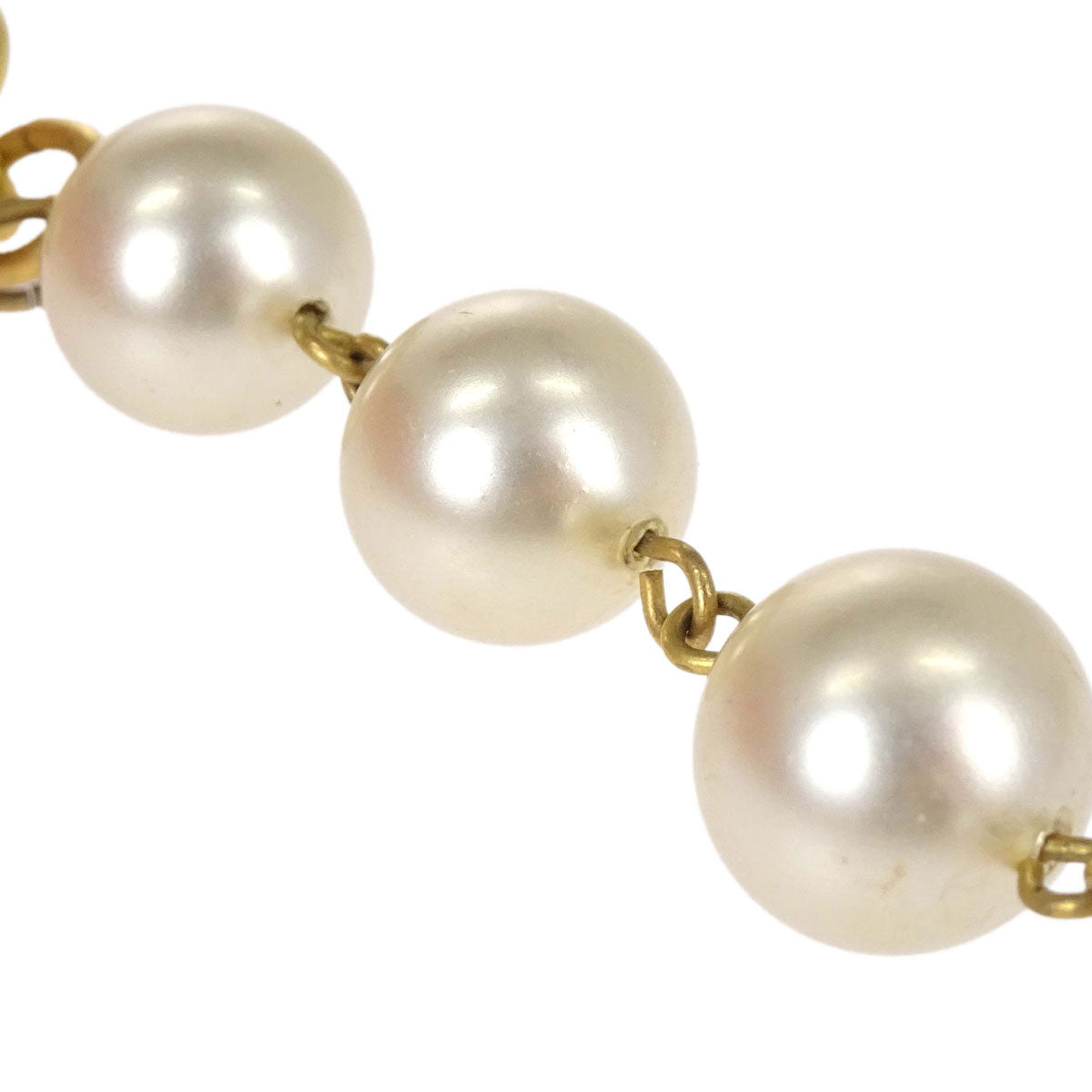 Chanel Chain Necklace Gold Costume Pearl 25