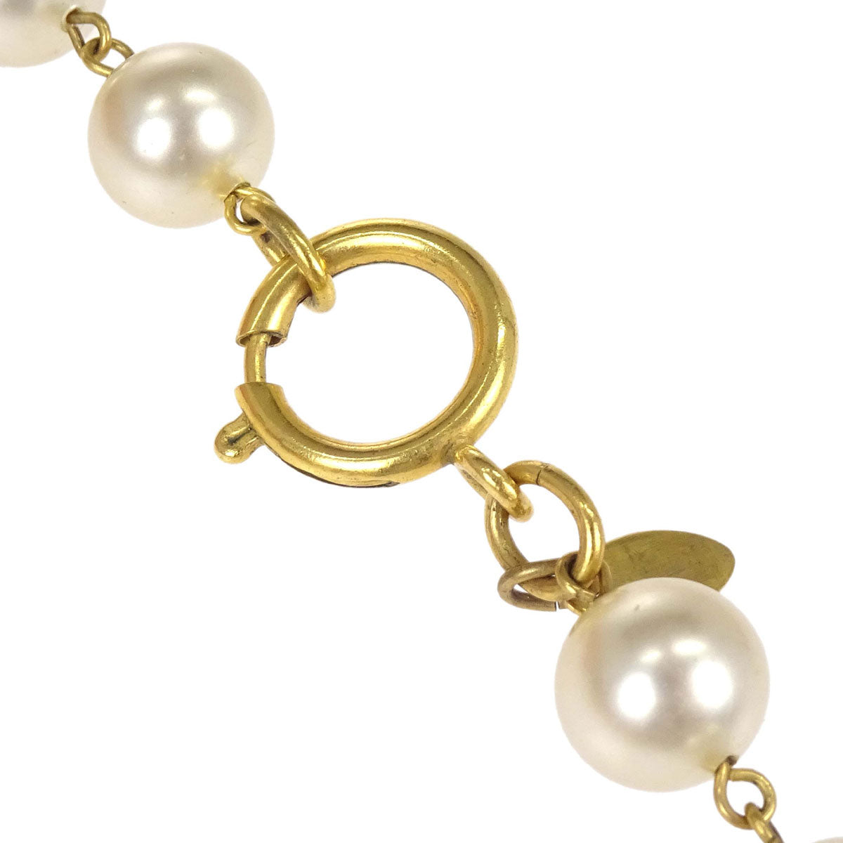 Chanel Chain Necklace Gold Costume Pearl 25