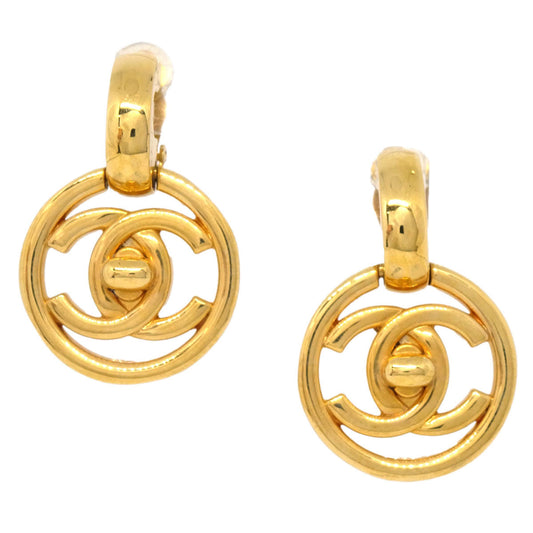 Chanel Dangle Turnlock Clip-On Earrings Gold 97P