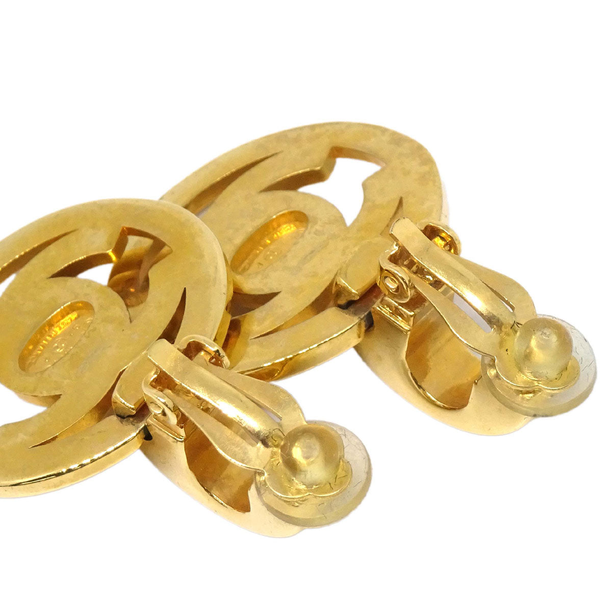 Chanel Dangle Turnlock Clip-On Earrings Gold 97P