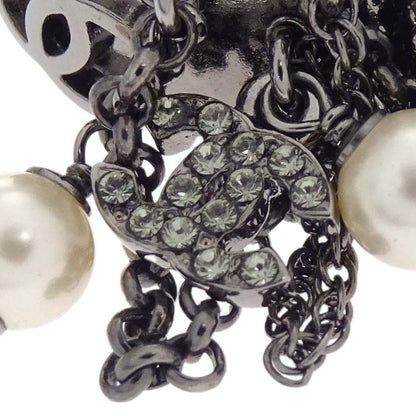 Chanel Ring Silver Rhinestone Costume Pearl Fringe #53 10A