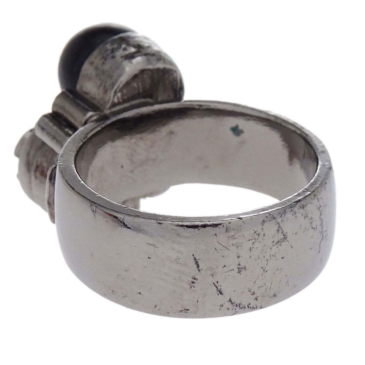 Chanel Ring Silver Rhinestone Costume Pearl #53 04A