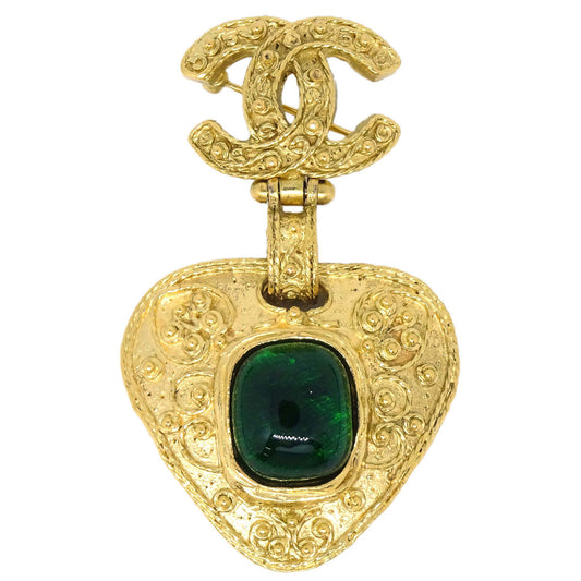 Chanel Brooch Pin Gold Green Gripoix 94A