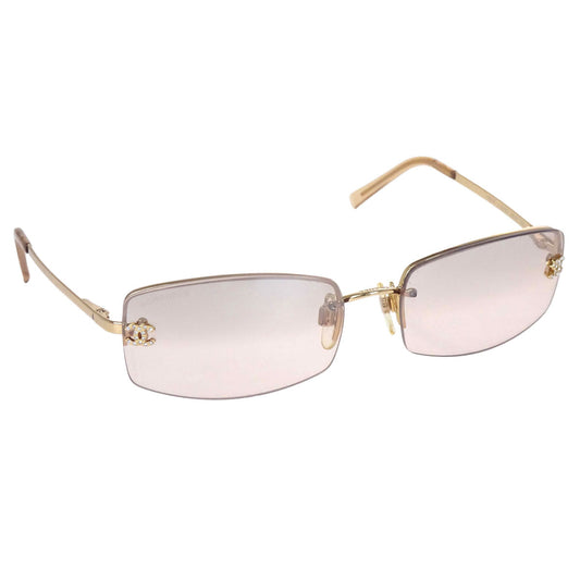 Chanel Sunglasses Eyewear Brown Rhinestone 56□16 130 Small Good