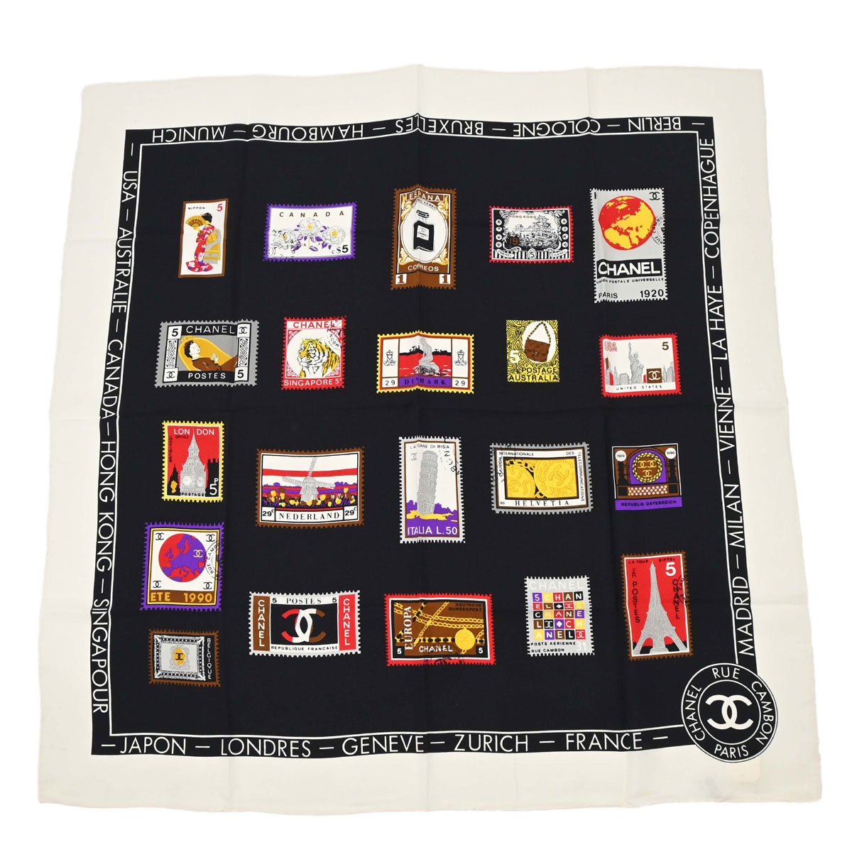 Chanel Black Scarf Stamp Small Good