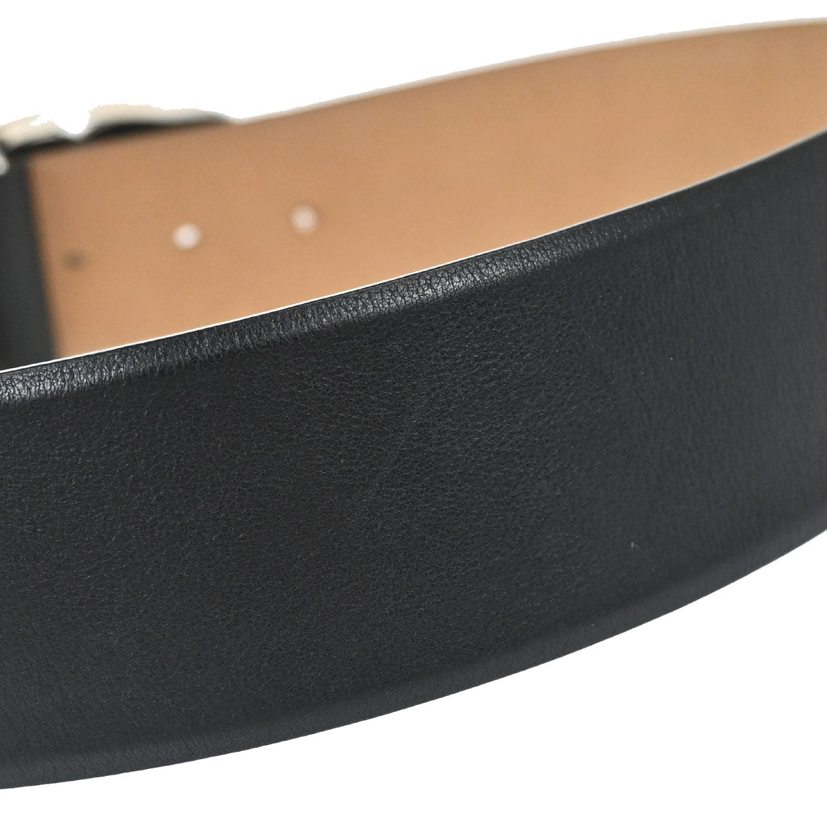 Chanel CC Belt Black Silver Leather #80/32 Small Good