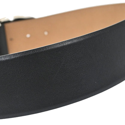 Chanel CC Belt Black Silver Leather #80/32 Small Good
