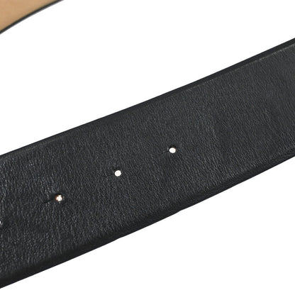 Chanel CC Belt Black Silver Leather #80/32 Small Good