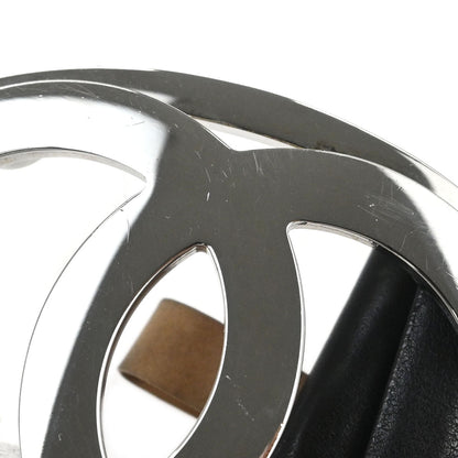 Chanel CC Belt Black Silver Leather #80/32 Small Good
