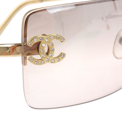 Chanel Sunglasses Eyewear Brown Rhinestone 62□15 120 Small Good