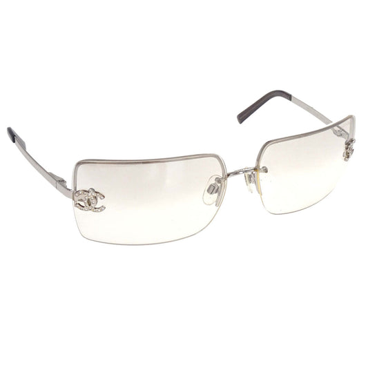 Chanel Sunglasses Eyewear Gray Rhinestone 62□15 120 Small Good