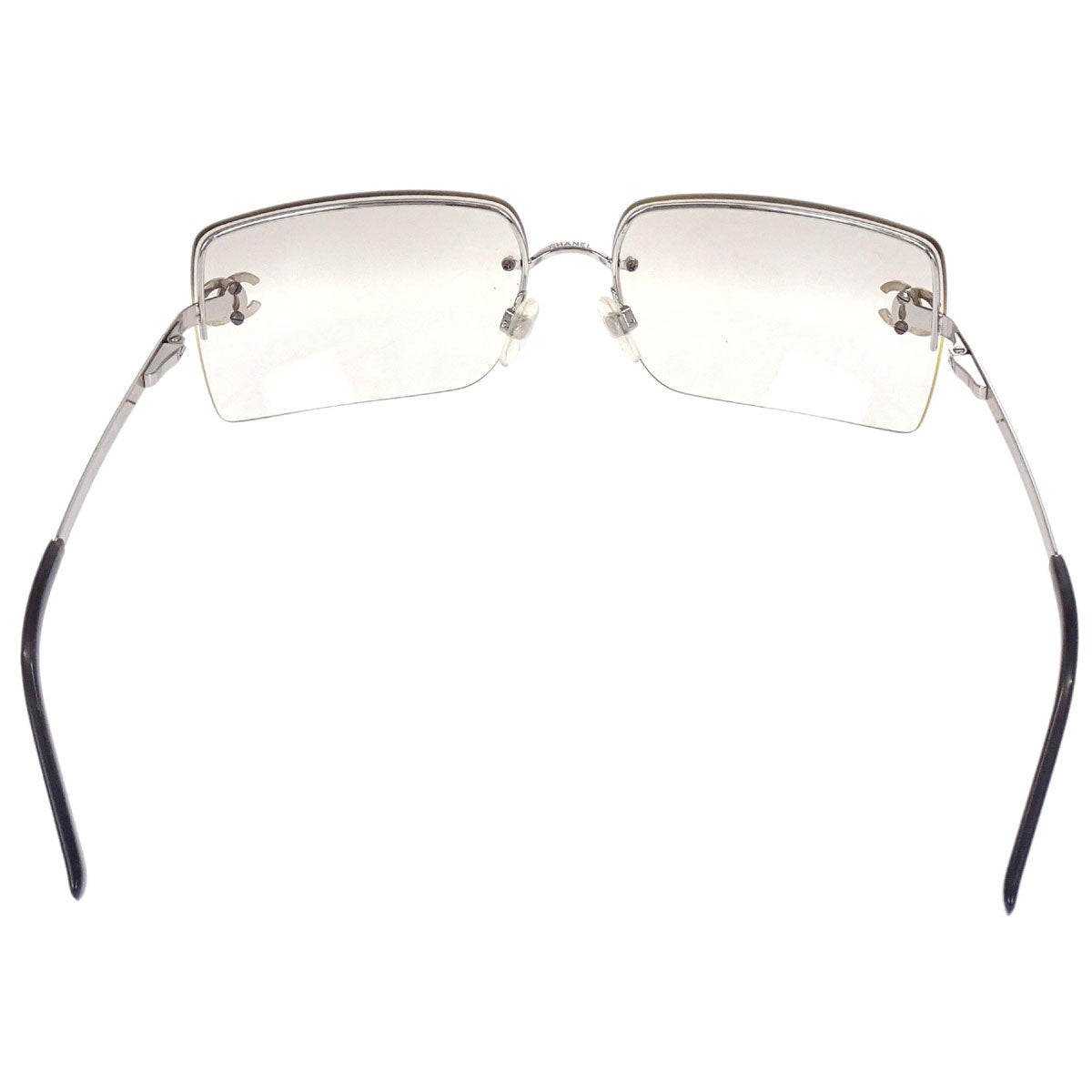 Chanel Sunglasses Eyewear Gray Rhinestone 62□15 120 Small Good