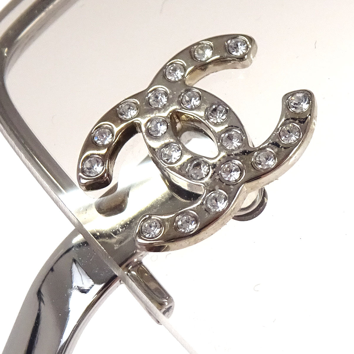 Chanel Sunglasses Eyewear Gray Rhinestone 62□15 120 Small Good