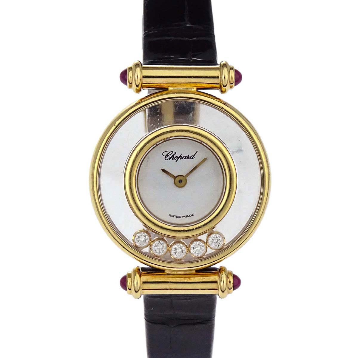 Chopard * Happy Diamonds 20mm Ref.20/4780 Quartz Watch 18KYG Crocodile
