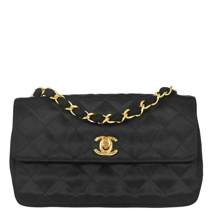 Chanel 1986-1988 Black Satin Shoulder Bag