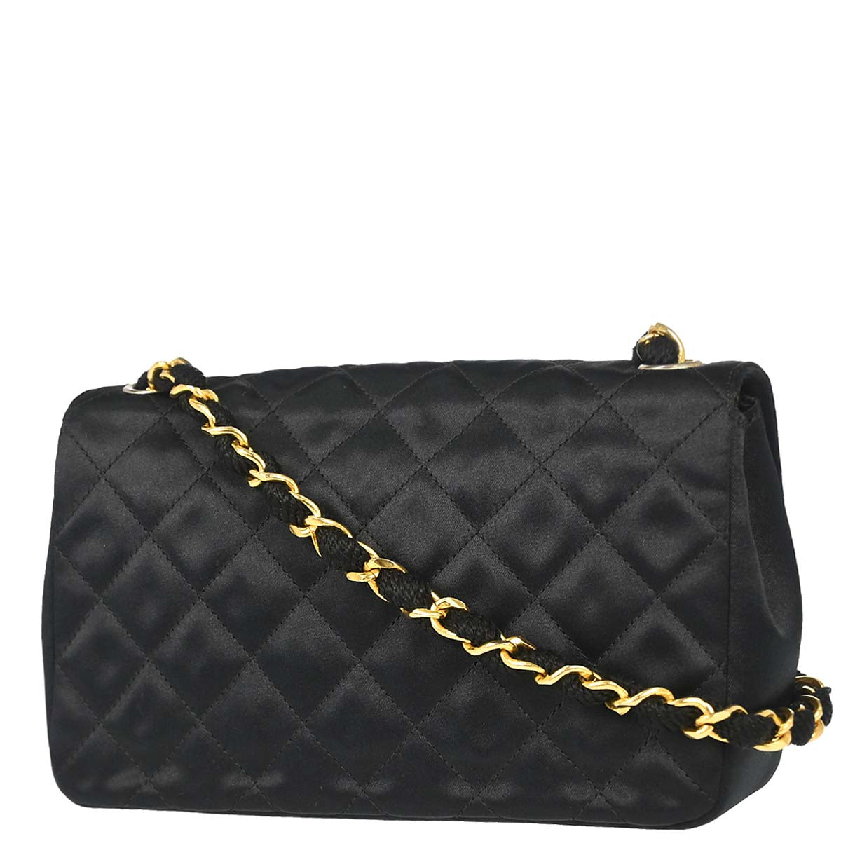 Chanel 1986-1988 Black Satin Shoulder Bag