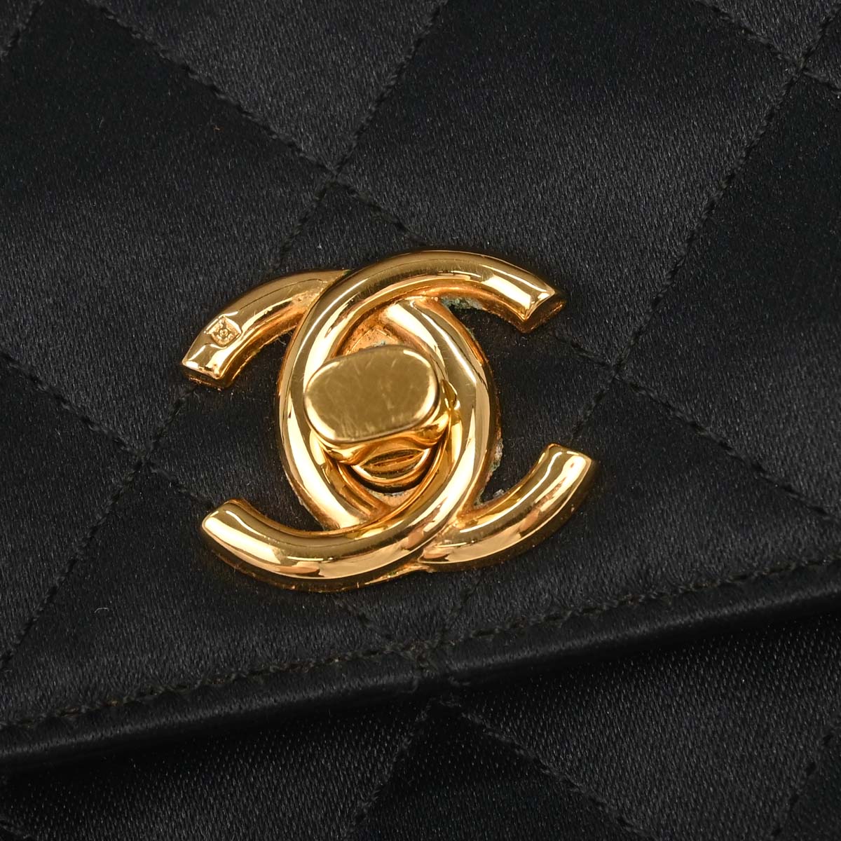 Chanel 1986-1988 Black Satin Shoulder Bag