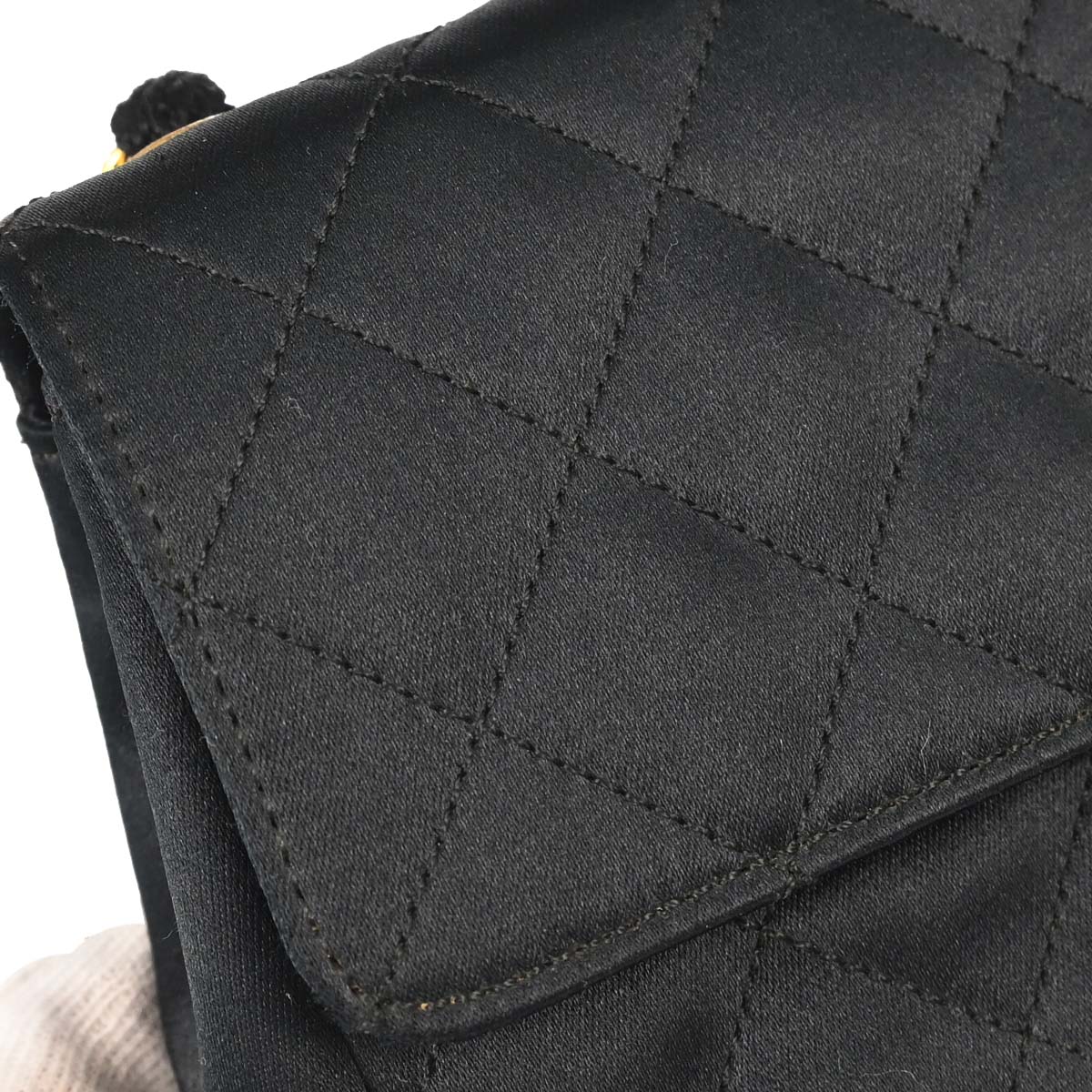 Chanel 1986-1988 Black Satin Shoulder Bag