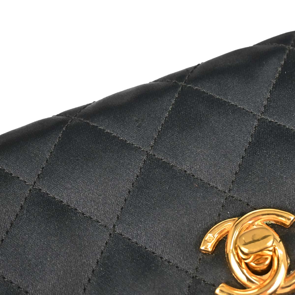 Chanel 1986-1988 Black Satin Shoulder Bag