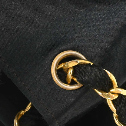 Chanel 1986-1988 Black Satin Shoulder Bag