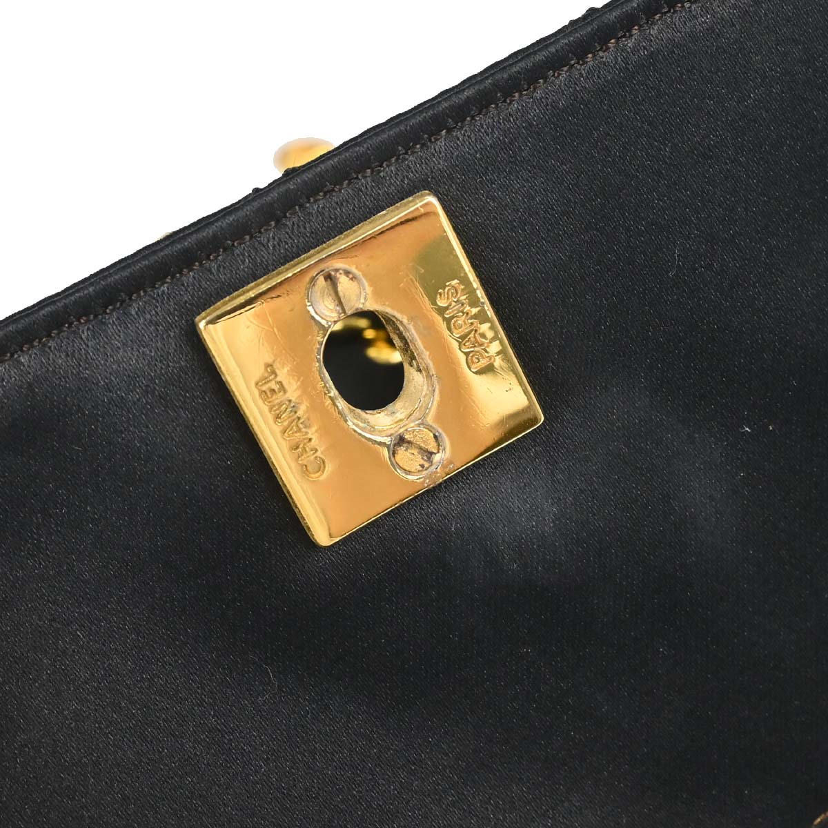 Chanel 1986-1988 Black Satin Shoulder Bag