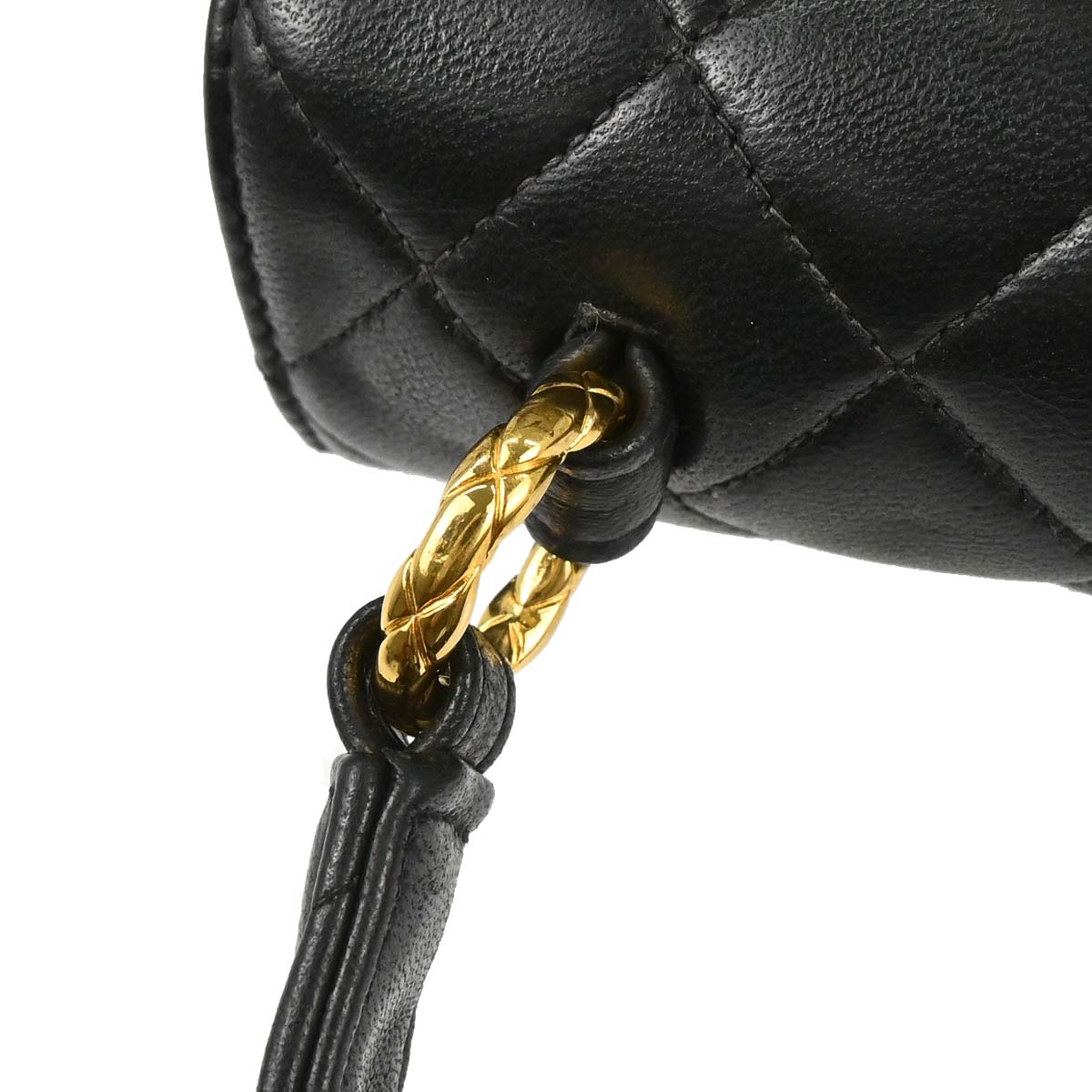 Chanel 1991-1994 Black Lambskin Straight Flap Handbag