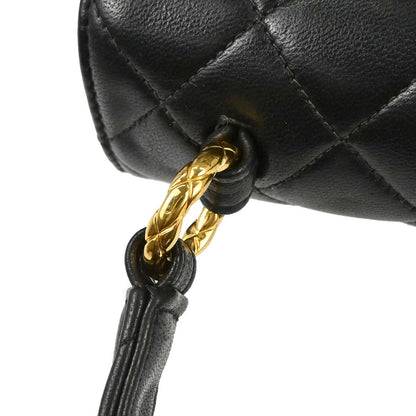 Chanel 1991-1994 Black Lambskin Straight Flap Handbag