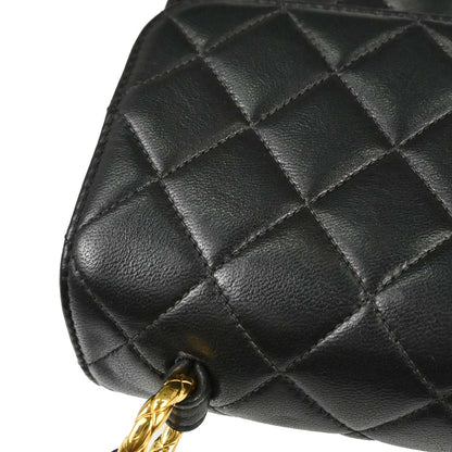 Chanel 1991-1994 Black Lambskin Straight Flap Handbag