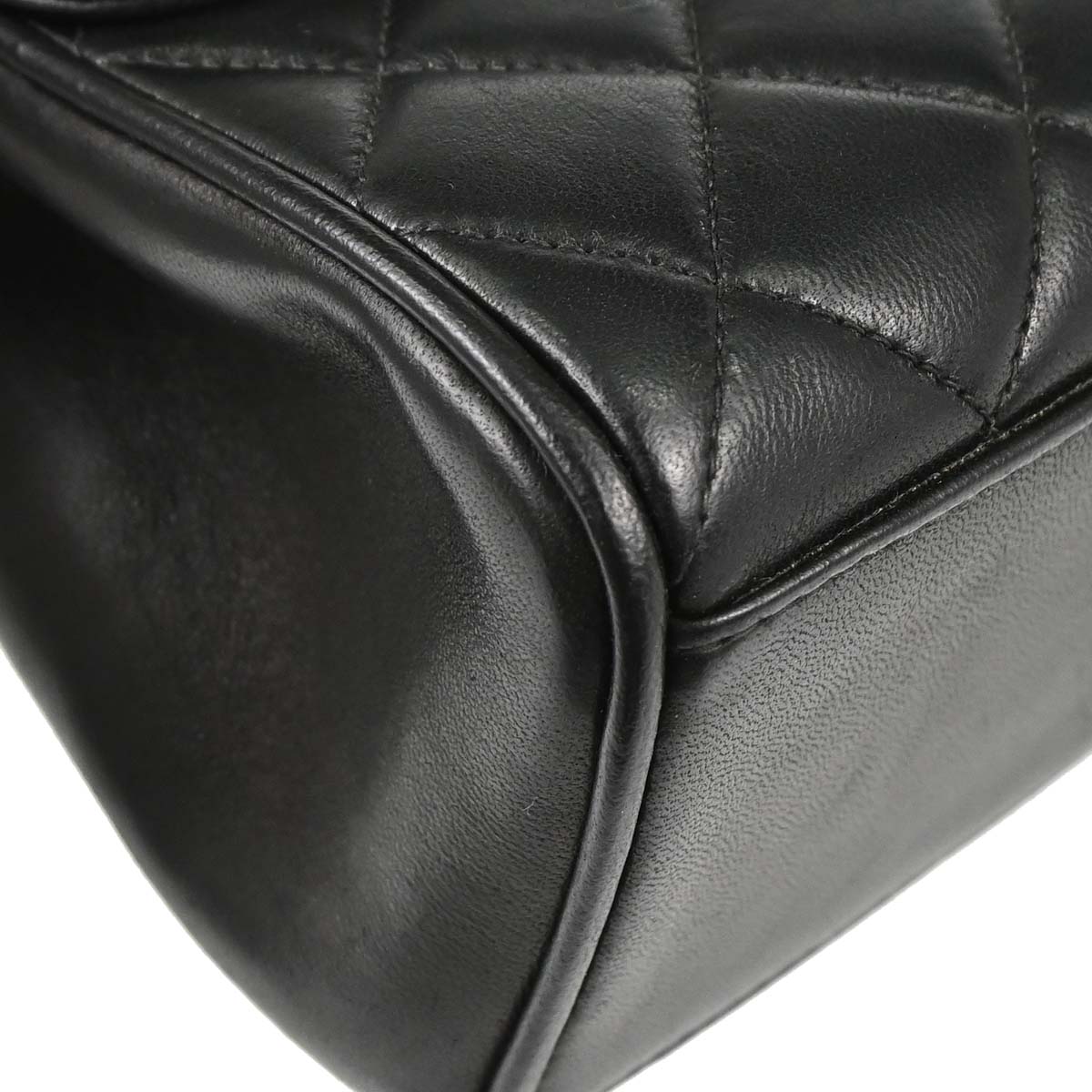Chanel 1991-1994 Black Lambskin Straight Flap Handbag