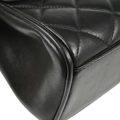 Chanel 1991-1994 Black Lambskin Straight Flap Handbag