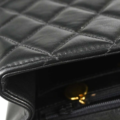 Chanel 1991-1994 Black Lambskin Straight Flap Handbag