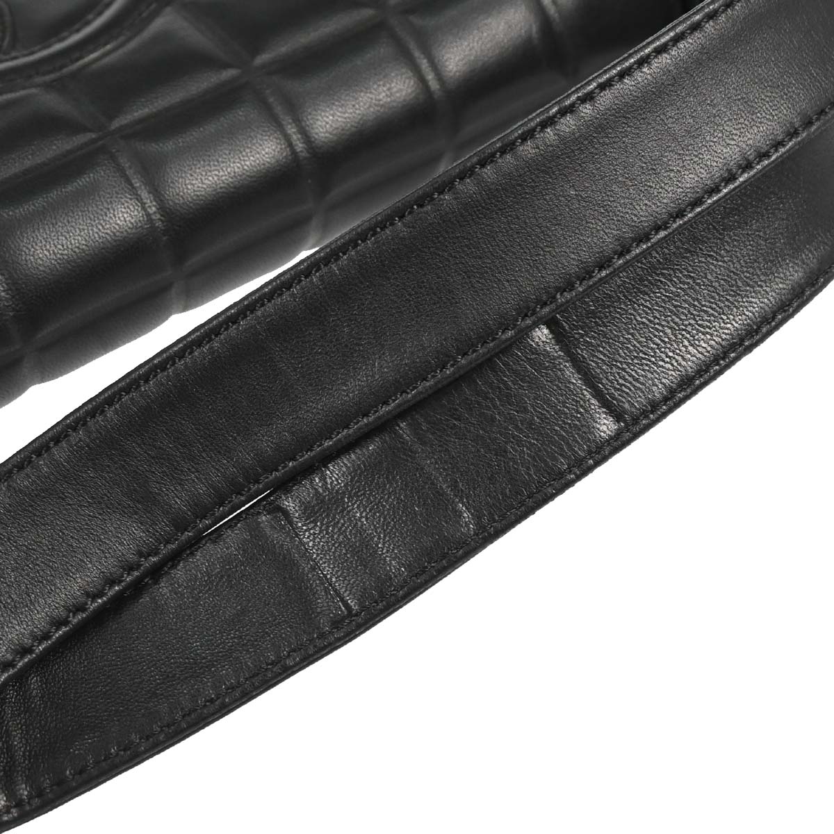 Chanel 2002-2003 Black Lambskin Choco Bar Shoulder Bag