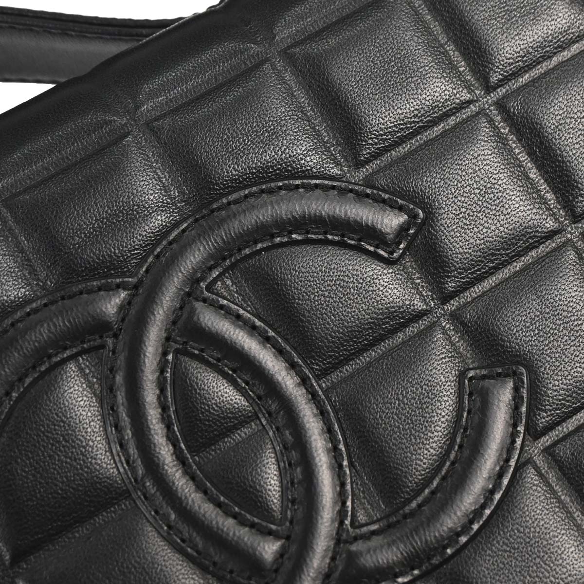 Chanel 2002-2003 Black Lambskin Choco Bar Shoulder Bag
