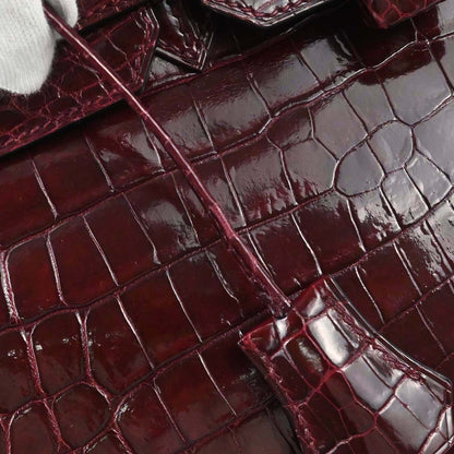 Hermes * Bourgogne Crocodile Birkin 30 Handbag