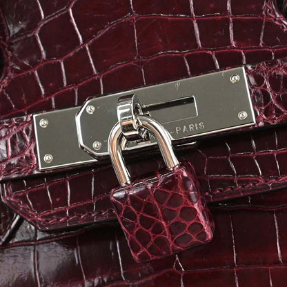 Hermes * Bourgogne Crocodile Birkin 30 Handbag