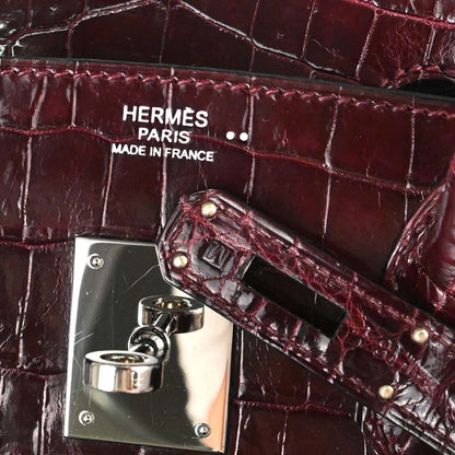 Hermes * Bourgogne Crocodile Birkin 30 Handbag