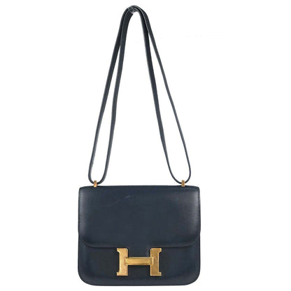 Hermes Navy Box Calf Constance 18 Shoulder Bag